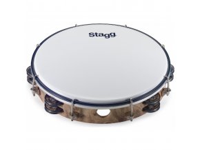 STAGG TAB 210P WD 25012814 laditelná tamburína s blánou dvouřadá