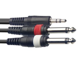 Stagg SYC2/MPS2P E, kabel mini stereo JACK/2x JACK, 2m