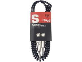 Stagg SGCC3 DL, spirálový nástrojový kabel jack/jack, 3 m