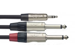 Stagg NYC3/MPS2PR, kabel 2x JACK mono/1x mini JACK stereo, 3m