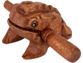 Guiro žába perkusní nástroj vydává zvuk žáby