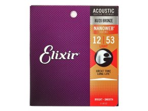 2100609 ELIXIR struny 12 53 acoustic nanoweb 80 20 bronze custom light 1