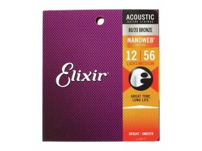 2100610 ELIXIR struny 12 56 acoustic nanoweb 80 20 bronze custom light 1