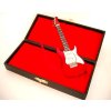 dárek pro muzikanta miniatura elektrická kytara model STRAT v kufříku červený