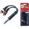 Stagg YC-0,1/1PM2CFH, redukce Jack 6,3 mm mono samec – 2x Cinch samice