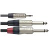 Stagg NUC3/MPS2PR, kabel Jack 3,5 mm stereo - 2x Jack 6,3 mm mono, 3m