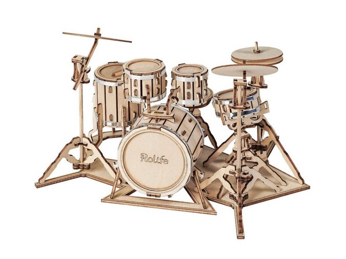 RoboTime dřevěné 3D puzzle Bicí souprava