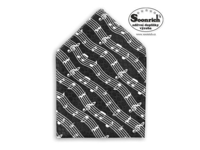 Kapesníček do saka NOTY černobílý