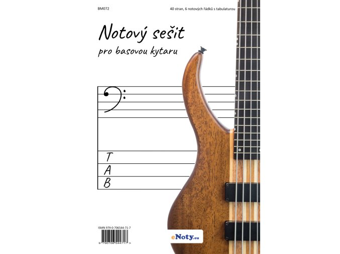 NOTOVÝ SEŠIT pro basovou kytaru A4 40 stran, 6 notových řádků s tabulaturou