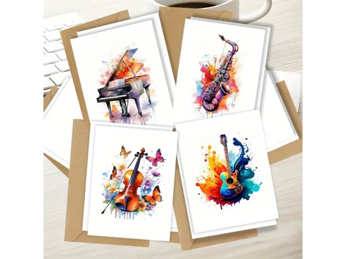 Sada 4 karet HUDEBNÍ NÁSTROJE