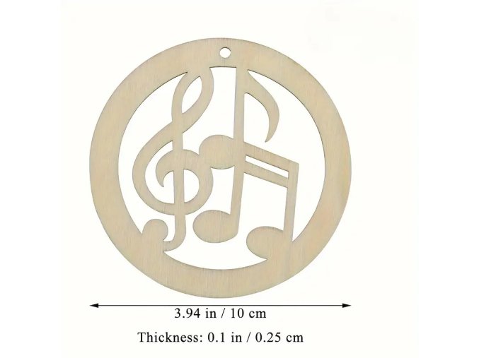 Dřevěný výřez HOUSLOVÝ KLÍČ a NOTY