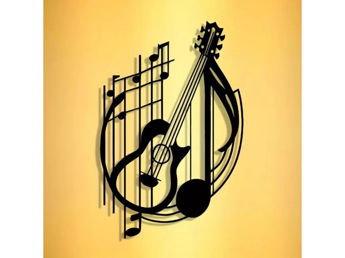 Kytara s hudebním motivem 2 dekorace na stěnu