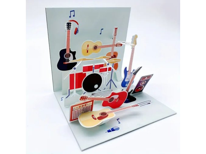 3D Pop Up Přání HUDEBNÍ NÁSTROJE