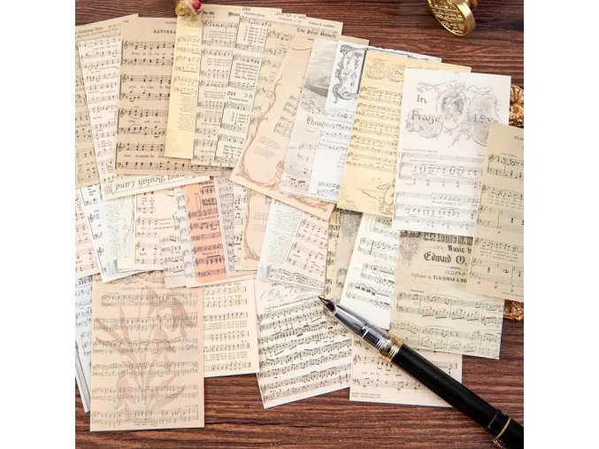 60 listů ve stylu notového zápisu