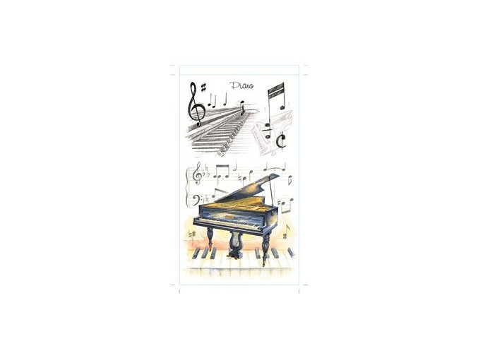 Kapesní poznámkový sešit s potiskem klavíru a hudebními značkami