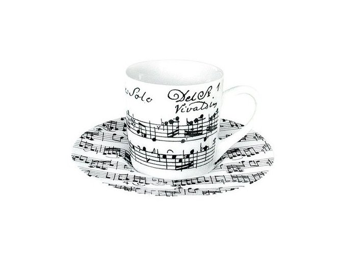 2631 hrnek s partiturou vivaldi espresso bily s podsalkem