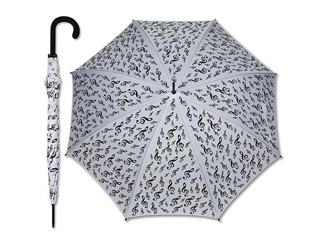Deštník s houslovými klíči bílý - dlouhý