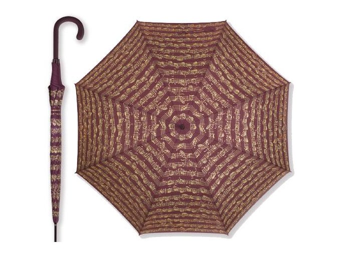 Deštník s notami bordó - dlouhý