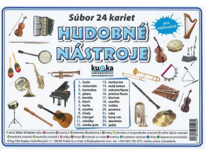 3621 subor 24 kariet hudobne nastroje a7 10x7 cm