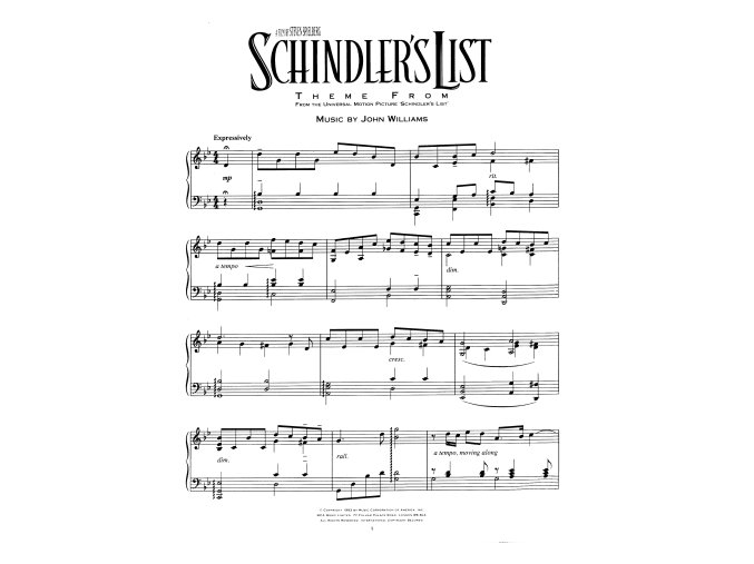 Theme from Schindler's List piano solo B