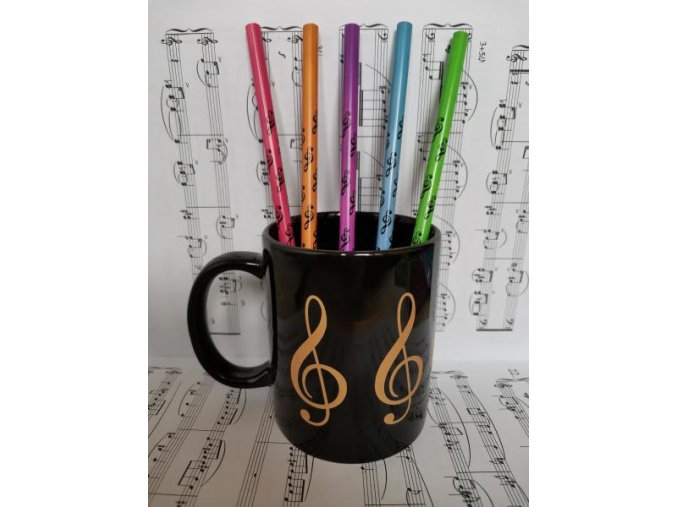 Tužka s houslovými klíči - mix pěti barev