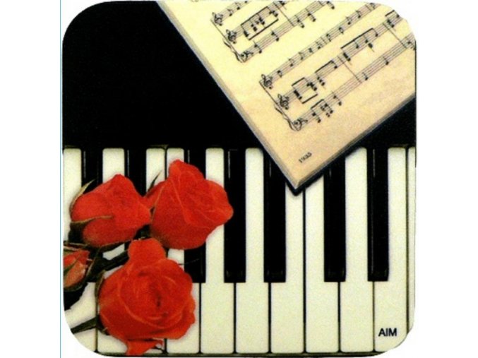 Podložka pod hrnek - klaviatura s květinou