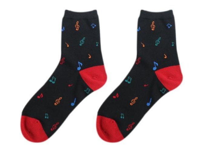 Ponožky s hudebními symboly černo-červené