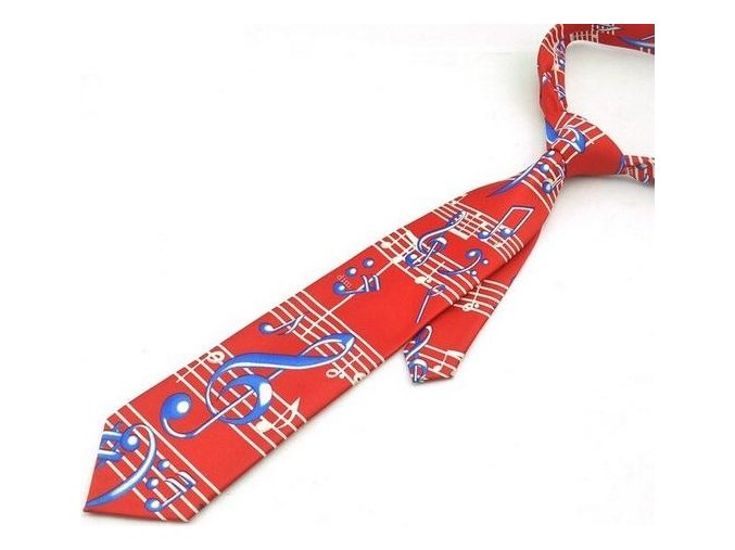8997 kravata hudebni symboly cervena