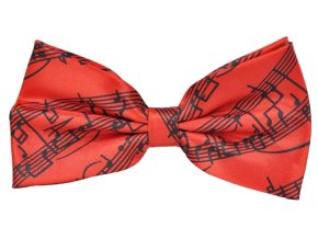 Motýlek PARTITURA červený, noty černé 2