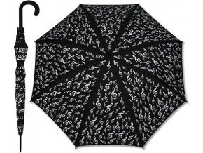 Deštník s houslovými klíči černý - dlouhý