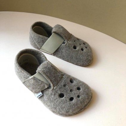 Barefoot papučky filcové hnědé