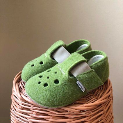 Barefoot papučky filcové zelené