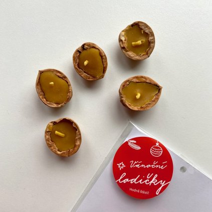 Vánoční svíčky lodičky - 5 kusů