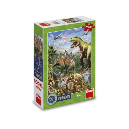 dino Puzzle Svět dinosaurů neonové - 100 XL dílků