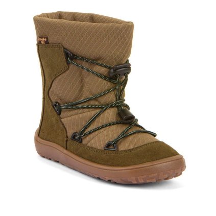 Dětské zimní zateplené barefoot boty FRODDO TEX TRACK WOOL Olive