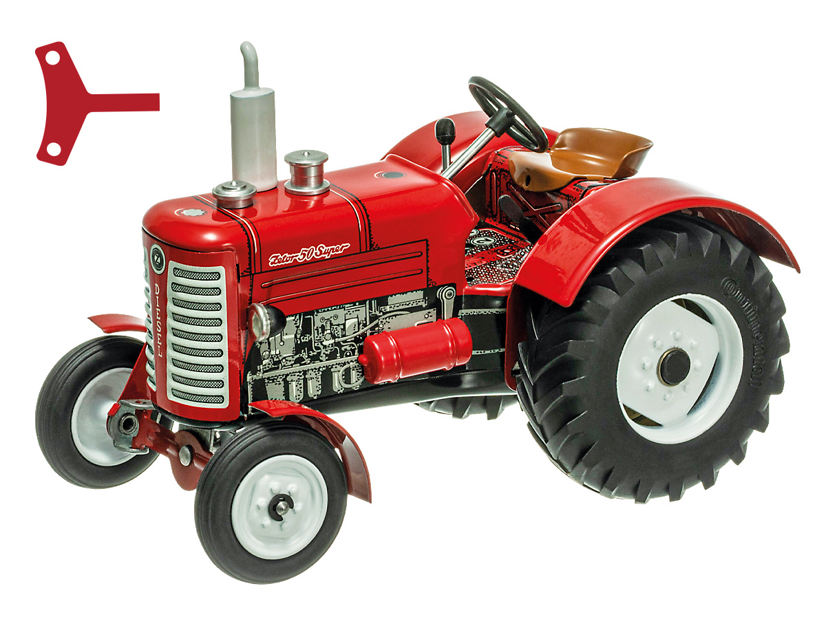 Traktor Zetor 50 Super červený na klíček kov 15cm 1:25 v krabičce Kovap