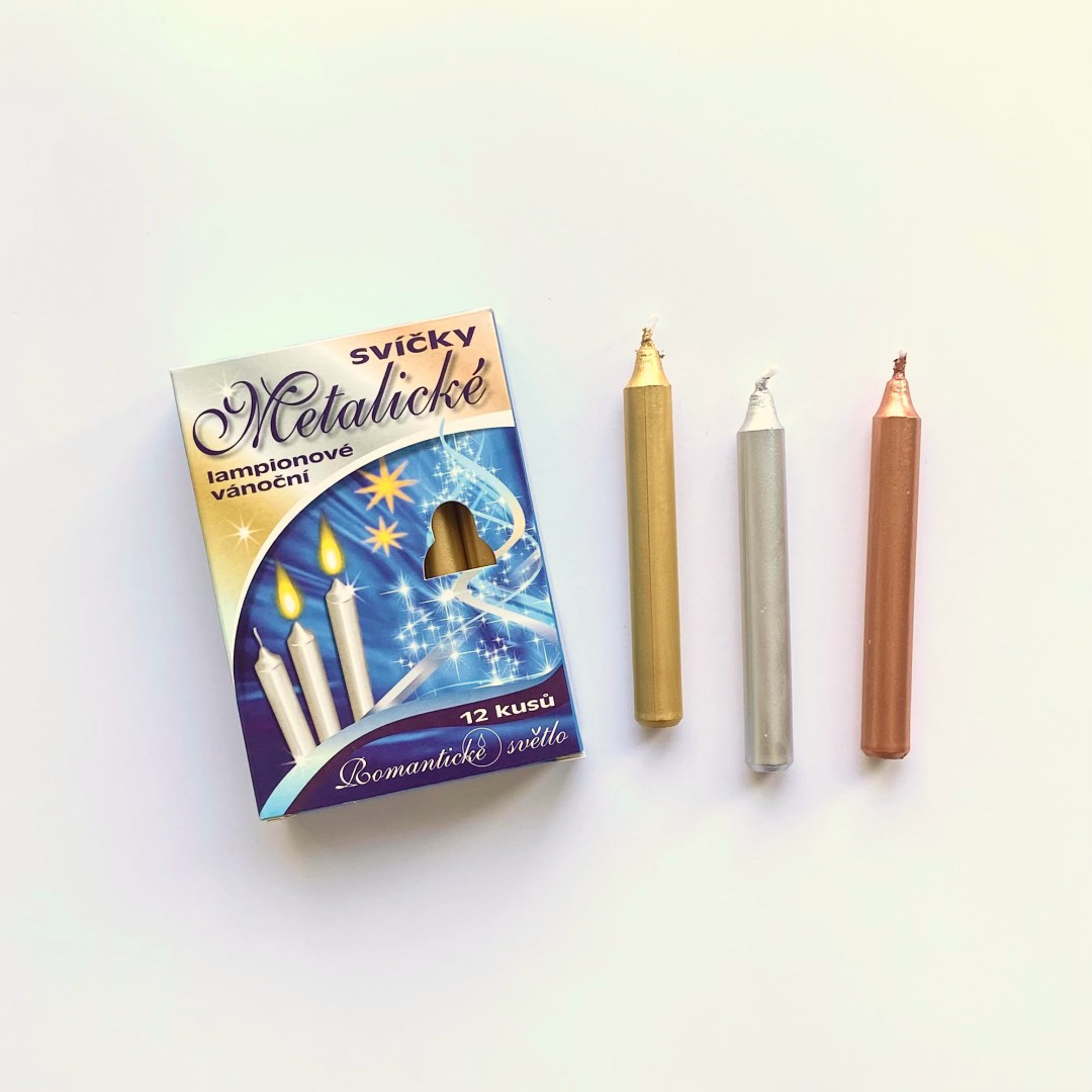 Svíčky vánoční a lampionové metalické Svíčky: Zlaté