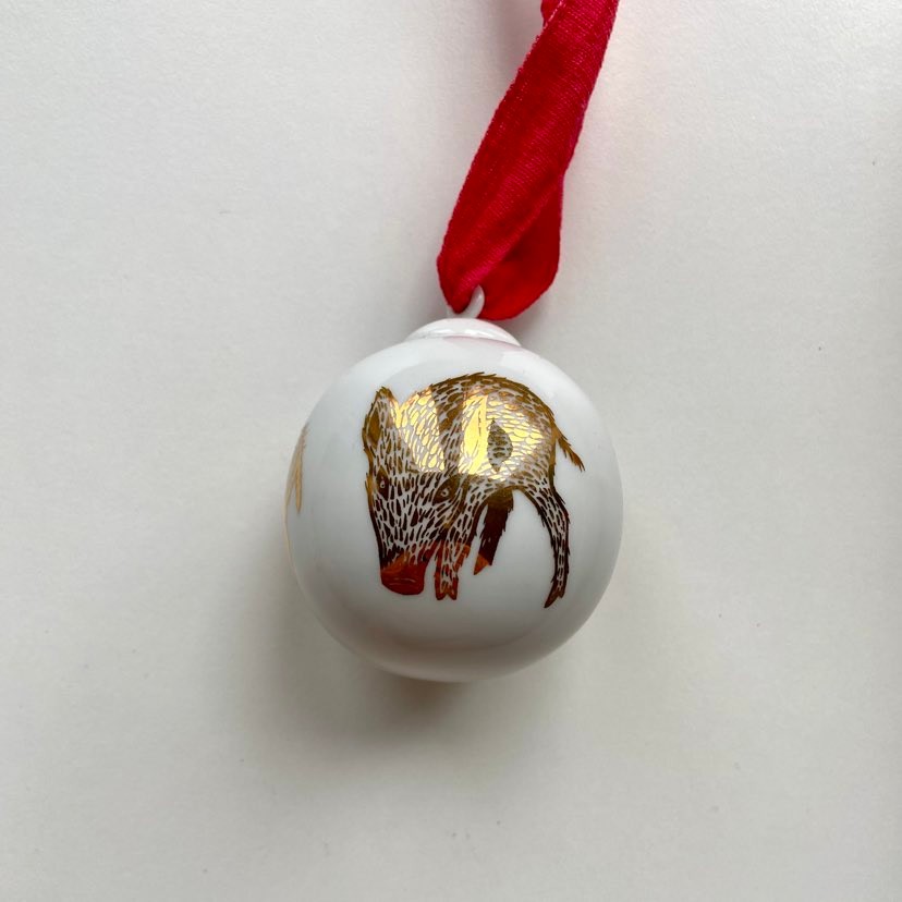 Porcelánová ozdoba - různé druhy Vánoční ozdoba: Zlaté prasátko