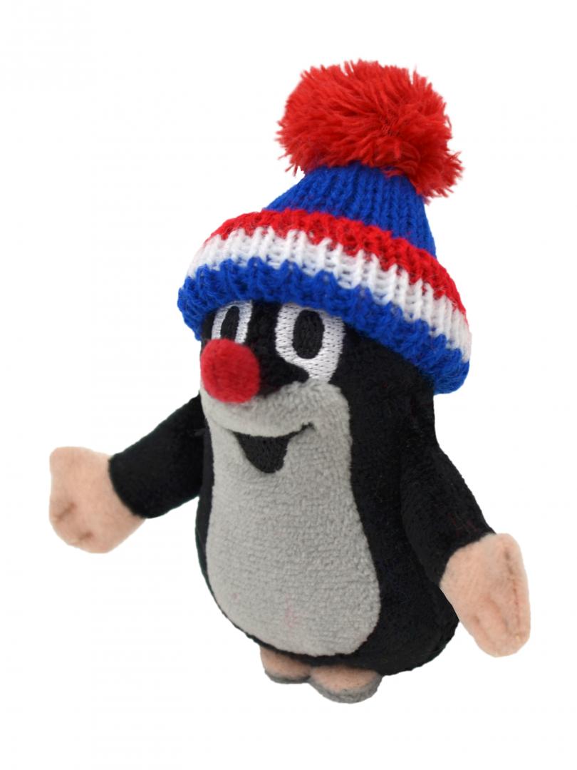 Krteček plyšový v kulichu 12 cm