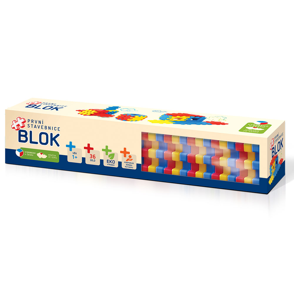 První stavebnice Blok 36ks v krabici 34x7x7cm 12m+