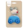 Pískací myš na kolečkách - modrá