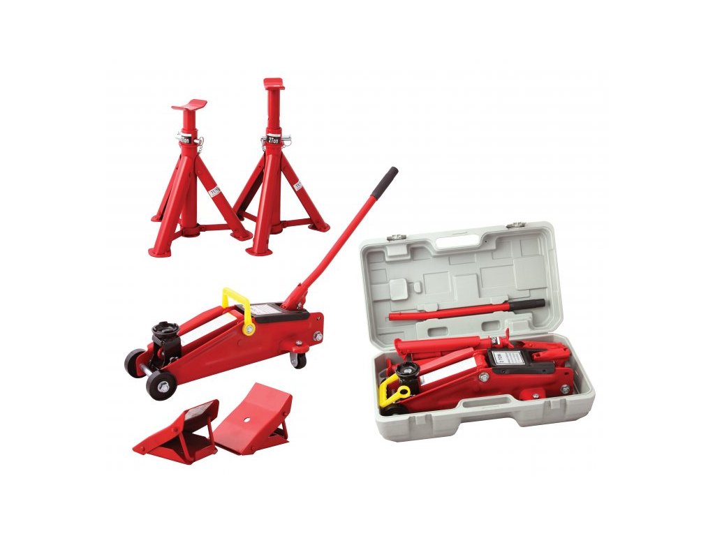 15069 sada zvedak pojizdny 2t podpery 2t kliny v plastovem kufru