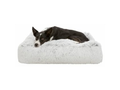 250758 vysoky polstar harvey obdelnik 80 x 60cm hebky potah s dlouhym vlasem bila cerna