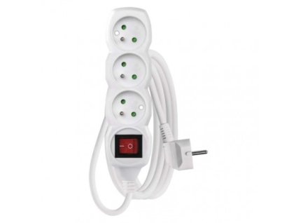 178929 prodluzovaci kabel 3 m 3 zasuvky s vypinacem bily pvc 1 mm2