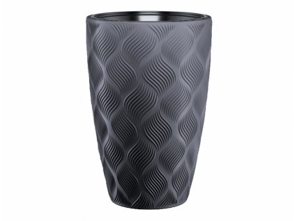 239583 obal na kvetnik flow slim plastovy antracitovy d29x48cm