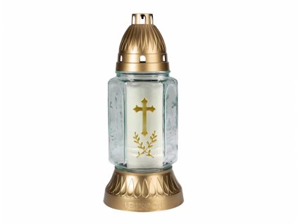 214806 lampa hrbitovni kriz ratolest sklenena 200g d11x25cm