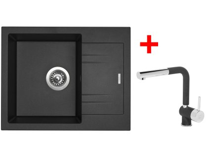 374051 sinks linea 600 metalblack mix 3 p gr