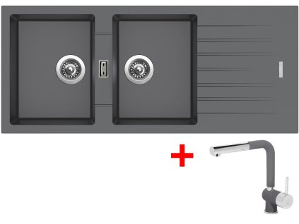 373904 sinks perfecto 1160 duo titanium mix 3 p gr