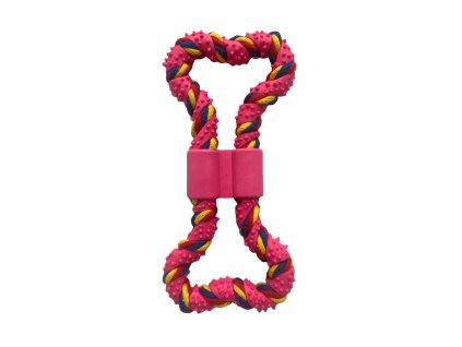 225630 1 hracka pro psa pletena kost 19x9 cm ruzova