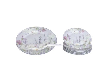 369776 home elements dortovy set dortovy talir 6 x talir dortova lzice levandule